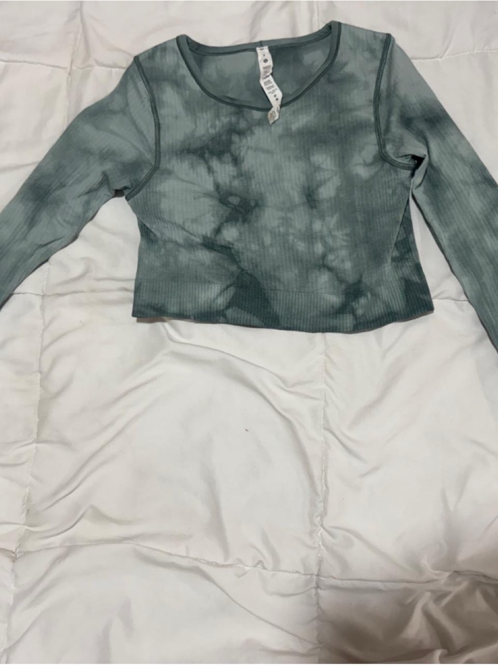 lululemon athletica Olive Tie-Dye Ribbed Long-Sleeve Crop Top